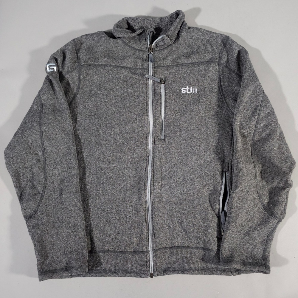 Stio Fleece Jacket Mens XL Gray Full Zip Pinecone Sweater Knit FW23PHI1